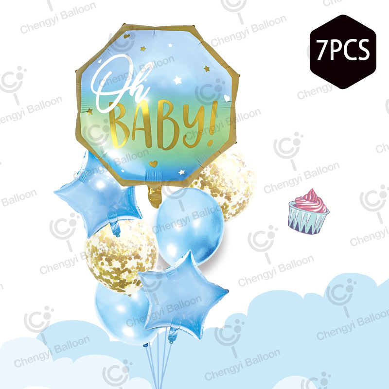 Cross-border new party decoration bright film combination package baby's first birthday aluminum film balloon set