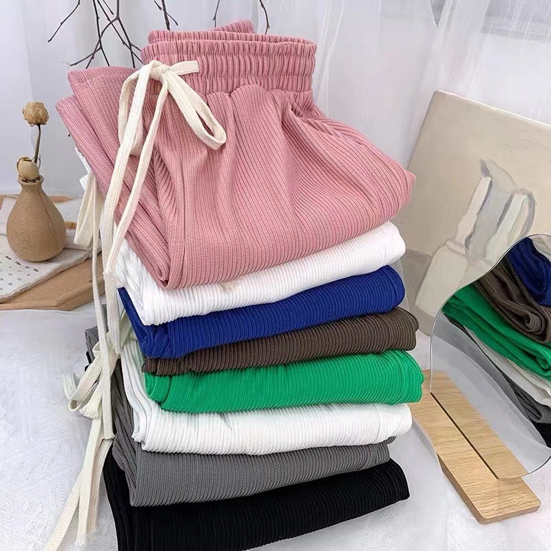2022 Drape Snake Bone Wide-Leg Pants Women's High-Waisted Baggy Slimming Draw Line Casual Straight-Leg Klein Blue Moped Pants details Picture