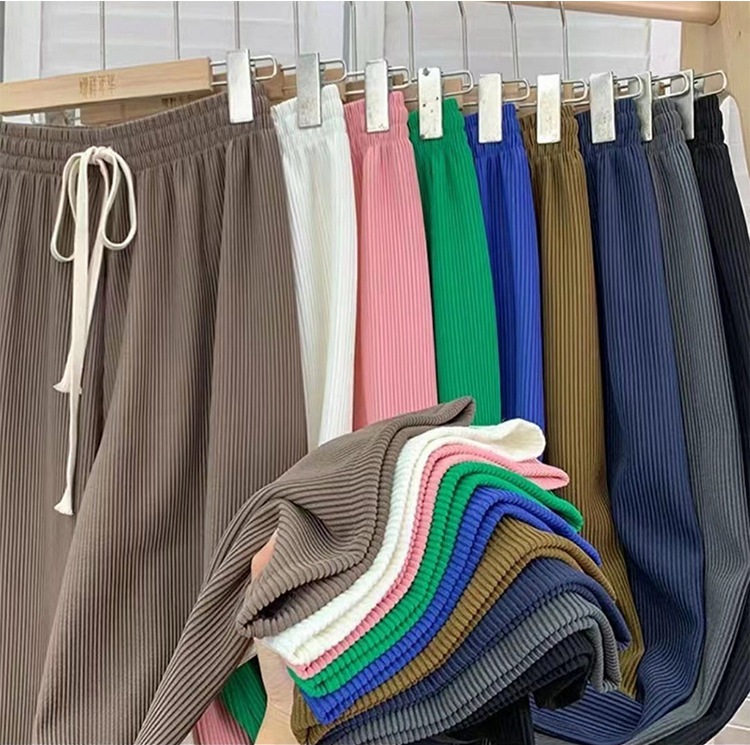 2022 Drape Snake Bone Wide-Leg Pants Women's High-Waisted Baggy Slimming Draw Line Casual Straight-Leg Klein Blue Moped Pants