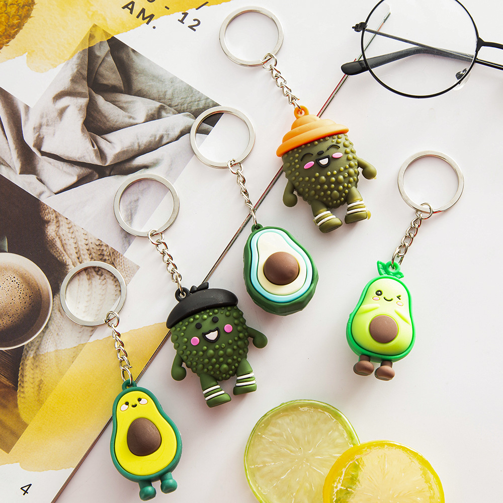 Cute avocado keychain, female keychain, Instagram influencer figurine, creative car key chain, keychain pendant