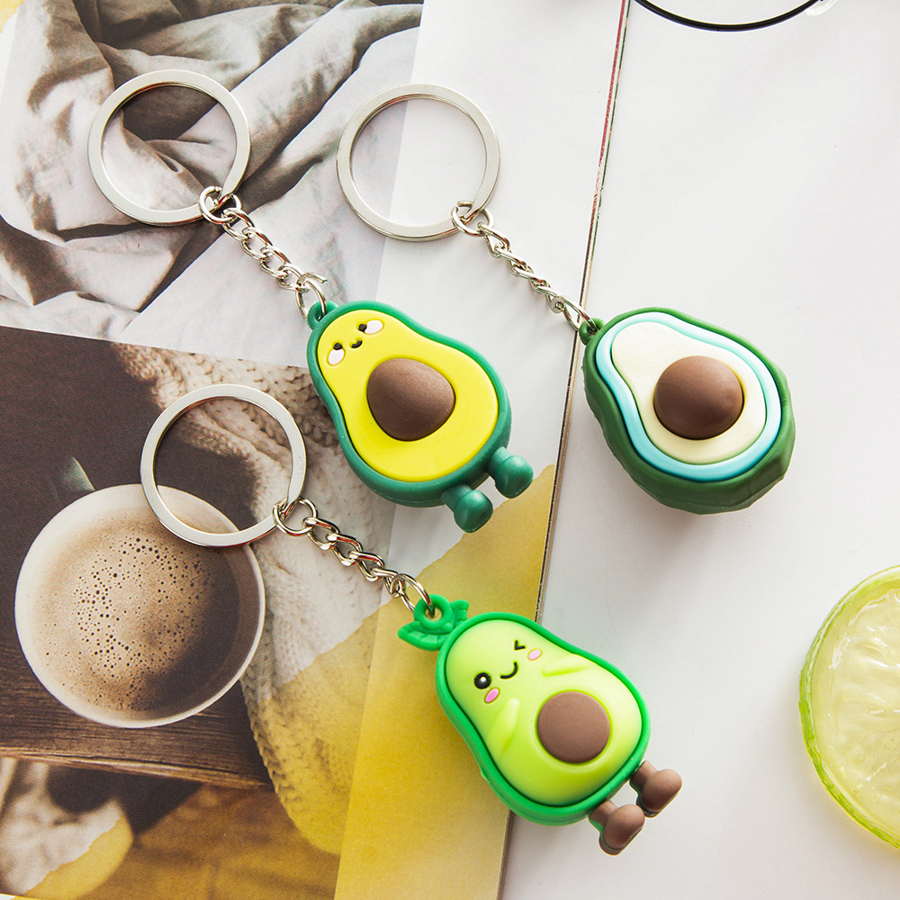 Cute avocado keychain, female keychain, Instagram influencer figurine, creative car key chain, keychain pendant details Picture