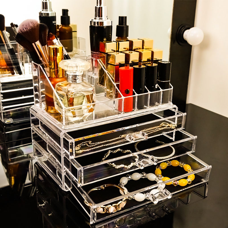 W29-8023 Clear crystal lipstick holder Multi-functional holder set Lipstick Powder Air cushion jewelry drawer storage box