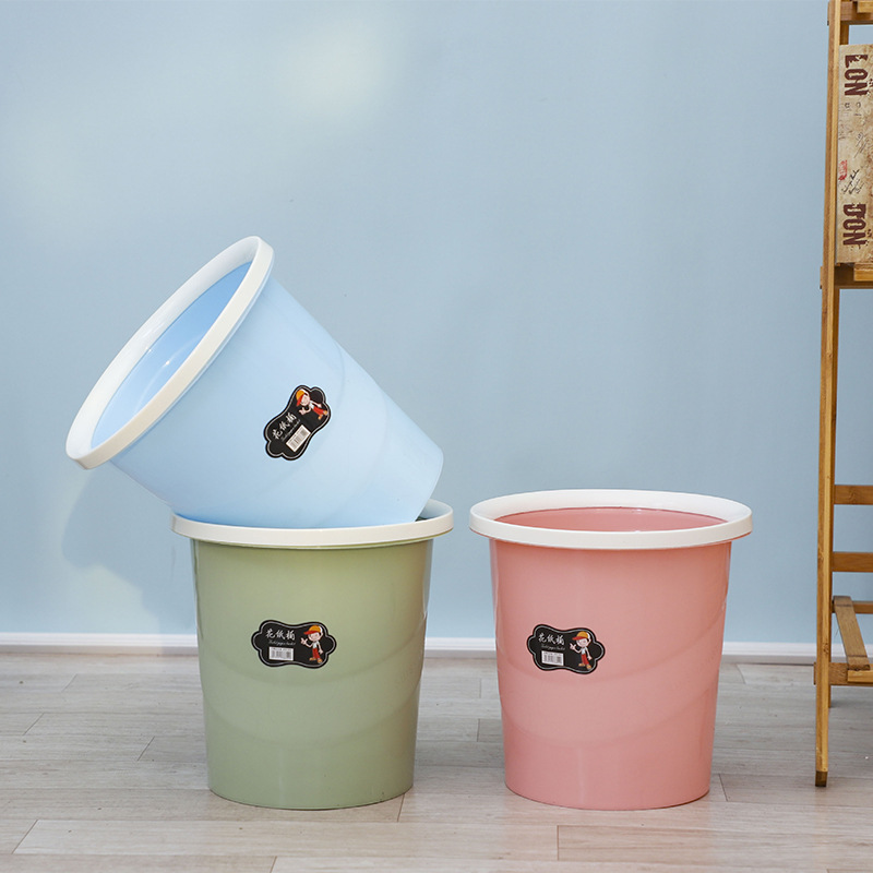 Supply of corrugated trash cans, simple plastic household uncovered corrugated trash cans, Nordic-style thickened trash cans details Picture