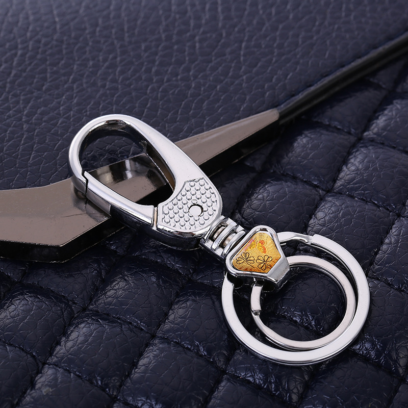 Factory direct supply of Pinsheng simple double-ring keychains, men's metal car keychains, 2-yuan store wholesale details Picture