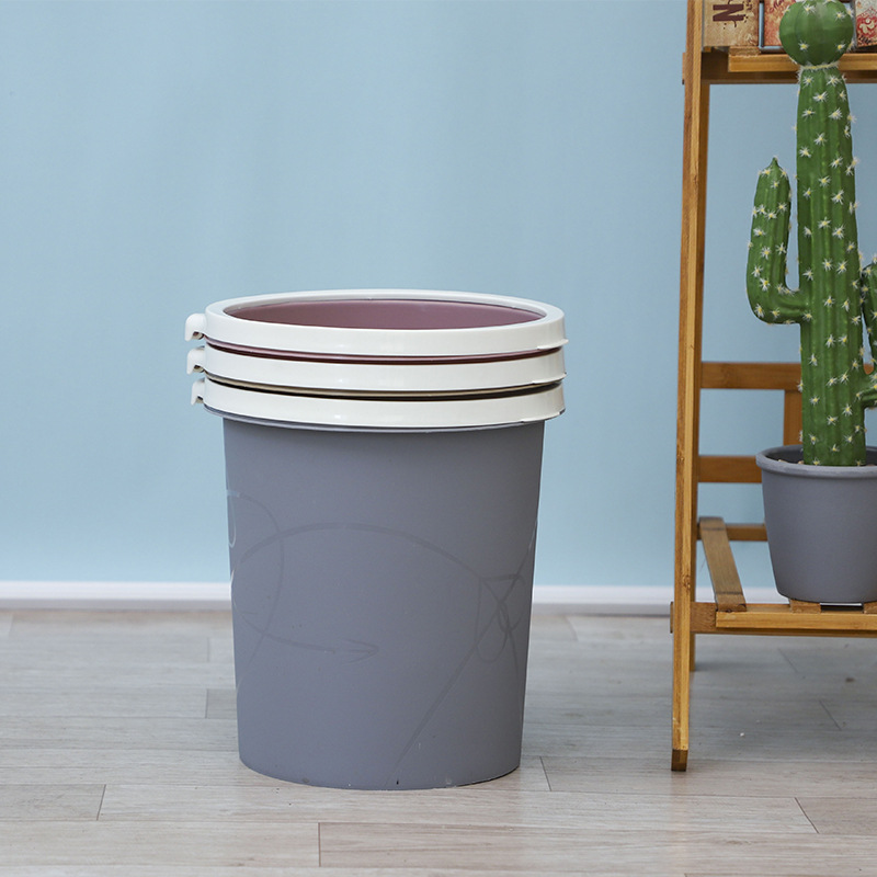 Q803 integrated plastic trash can with pressure ring, household sanitary bucket, garbage basket, integrated flip cover and pressure ring trash can Specification image