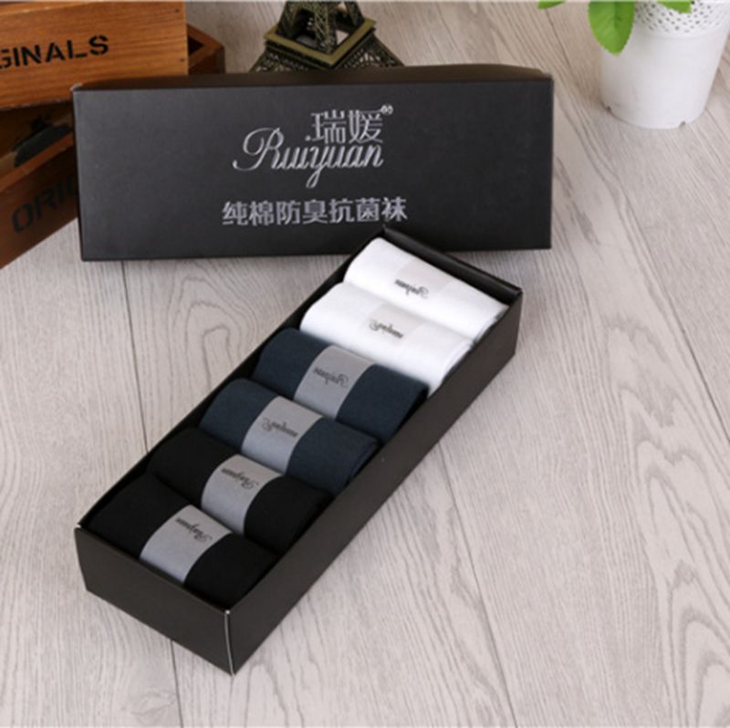 Winter thickened and fleece cotton anti-odor, antibacterial and warm men's socks 6-pair gift box set details Picture