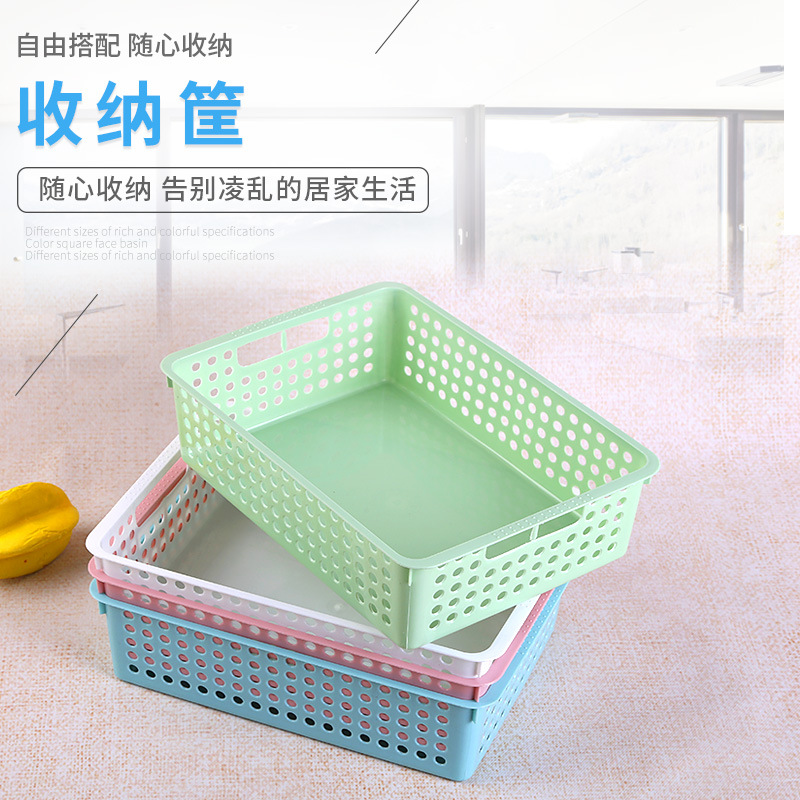 Mesa de almacenamiento de documentos organizador cesta de almacenamiento de plástico calado rectangular vajilla de plástico vajilla de cocina vajilla de verduras