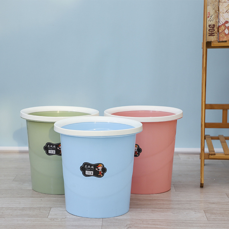 Supply of corrugated trash cans, simple plastic household uncovered corrugated trash cans, Nordic-style thickened trash cans Specification image