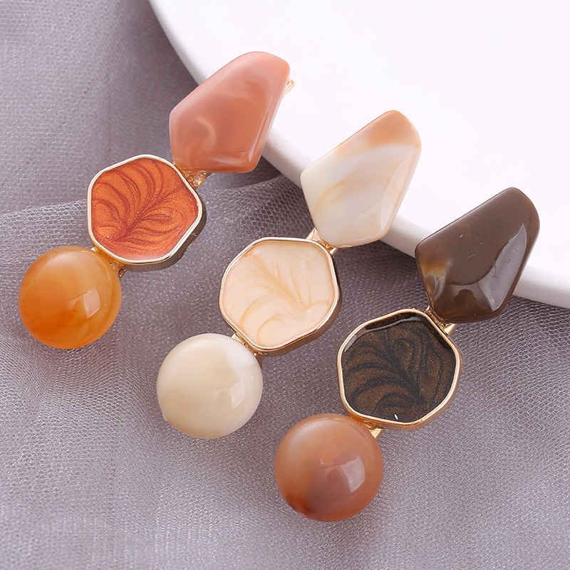 几何圆形复古发夹简约风合金发饰气质侧边刘海夹后脑勺古风一字夹