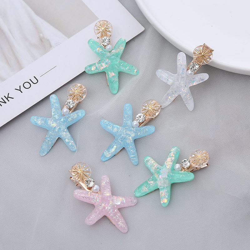 韩国度假风海洋贝壳海星发夹少女小清新边夹刘海夹鸭嘴夹发饰