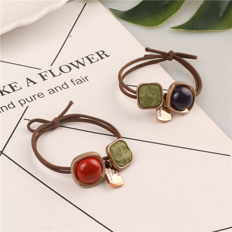 Wholesale supply of high-elasticity, simple and fashionable Korean-style hair accessories, square hair ties, hair tie rubber bands, and hair ties Specification image