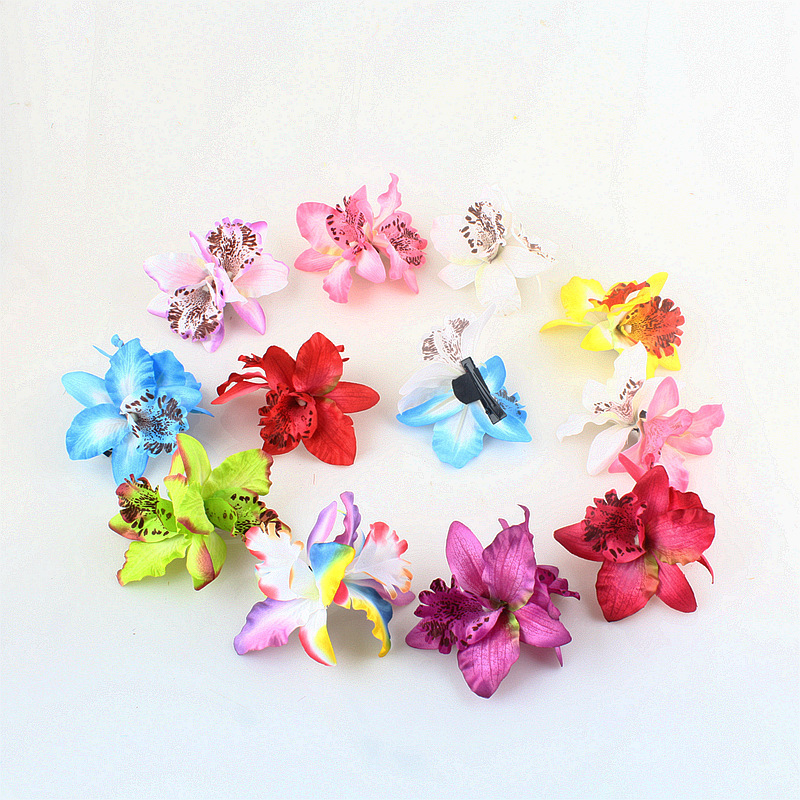 Instagram wind Bohemian head lace clip double orchid flower hair clip bride seaside holiday hair accessories