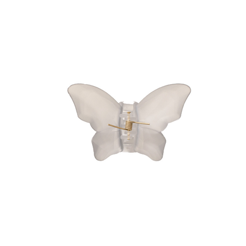 Frosted jelly-colored butterfly hair grabber for women, Korean back head color semi-transparent grabber, simple hair accessory trend Item Picture