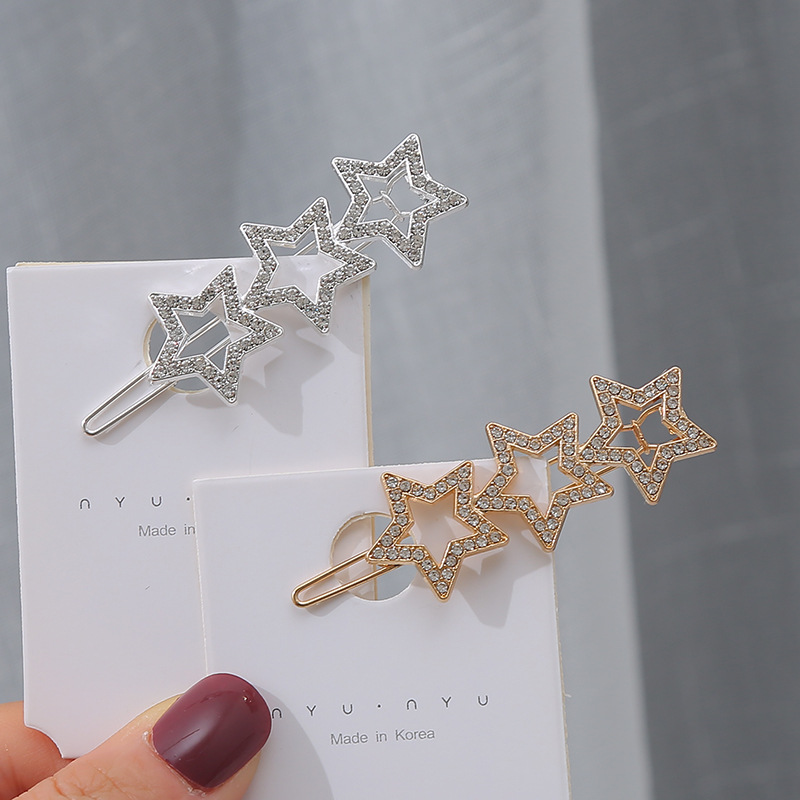Japanese-style star-shaped hair clips at the back of the head, simple style clip headwear, Korean-style bangs, elegant top clip details Picture