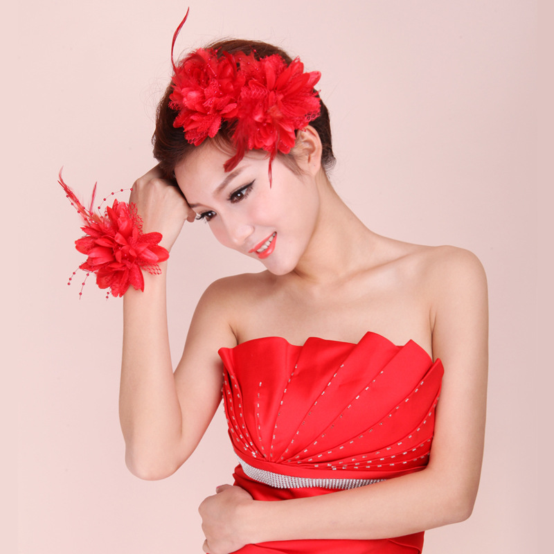 Bride wedding wedding flower Latin belly Chinese dance performance hair accessories photo shoot cloth art hand flowers
