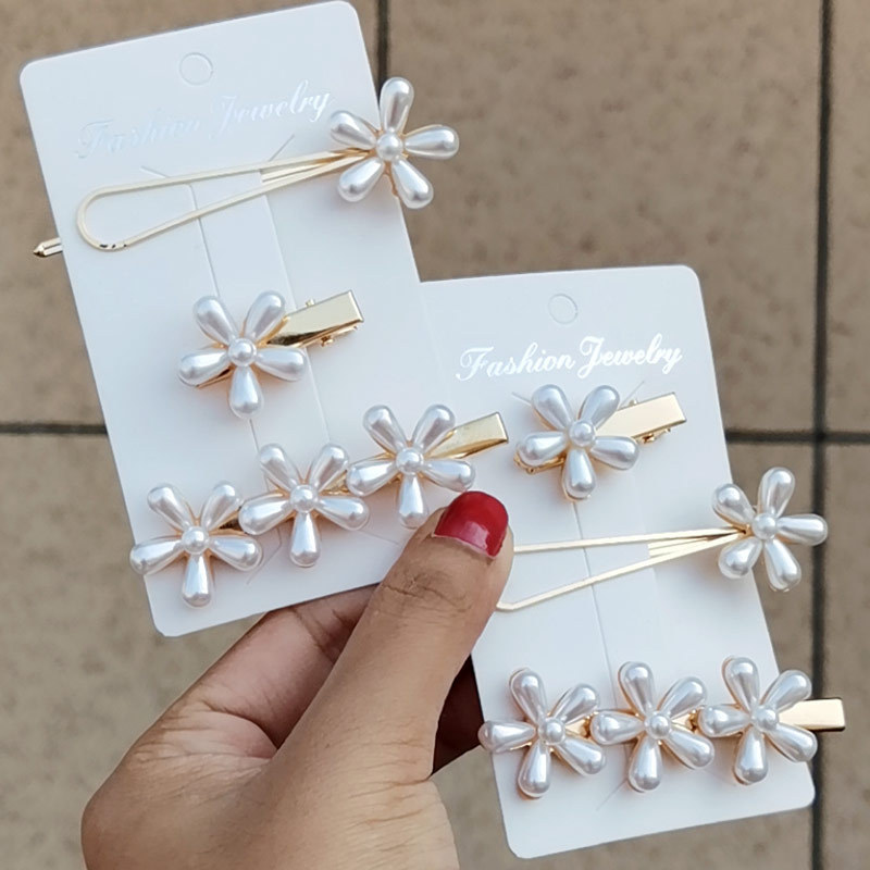 Internet-famous pearl hair clips, Korean fringe hairpins, top clips, Hyuna girl hair clips, retro one-line clip headwear