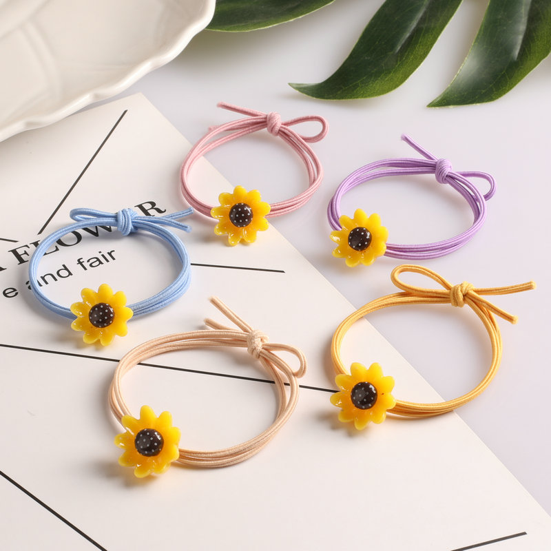Fashionable, simple and sweet children's hair bands, hair ties and hair accessories, girlish sunflower high-elasticity hair ties and elastic hair bands