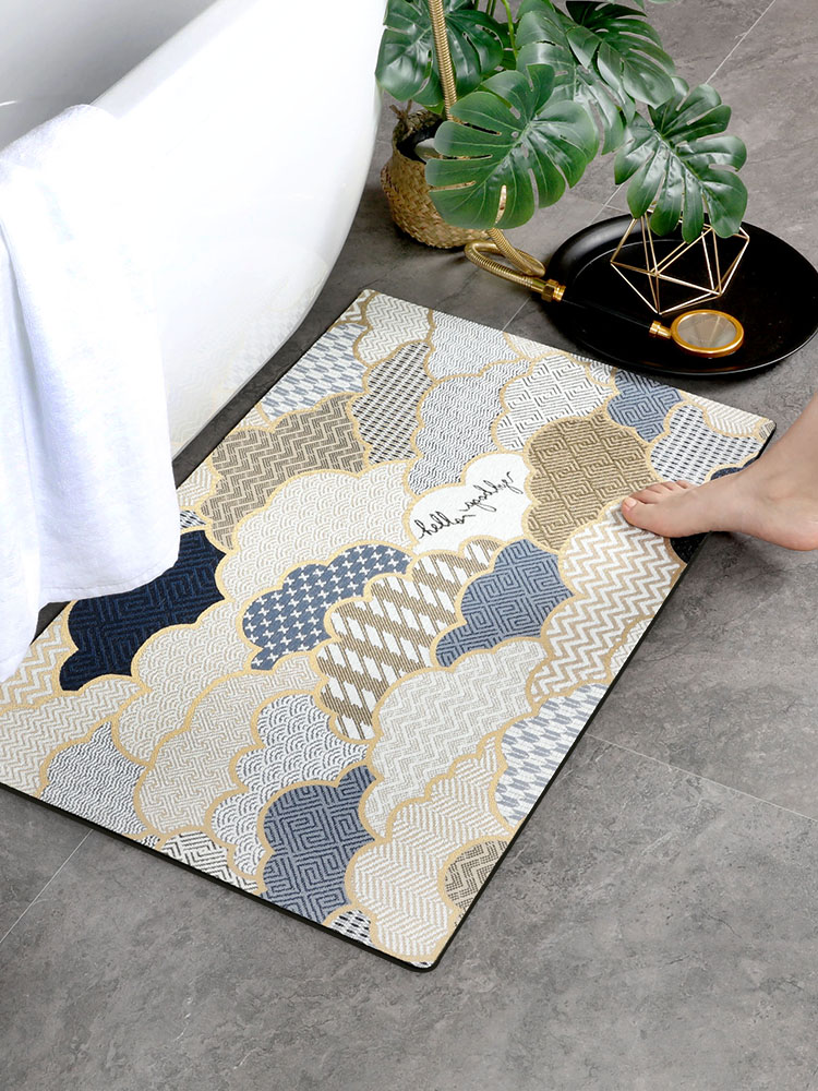Bathroom floor MATS, household bathroom door absorbent foot MATS, washroom door MATS, toilet carpets, new Chinese-style auspicious clouds