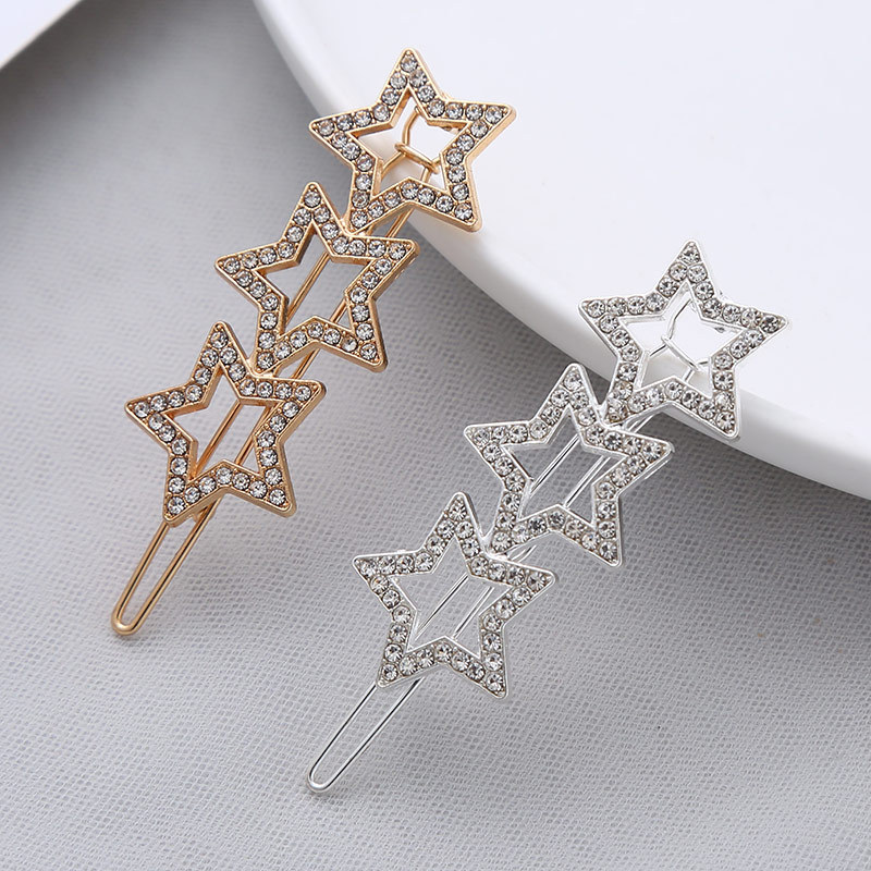 Japanese-style star-shaped hair clips at the back of the head, simple style clip headwear, Korean-style bangs, elegant top clip