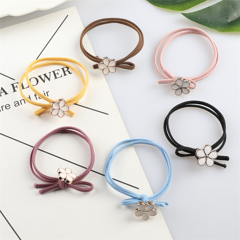 Korean version simple five-petal flower hair band, popular hair tie, flower hair tie, women's hair tie, rubber band wholesale supply in Yiwu details Picture