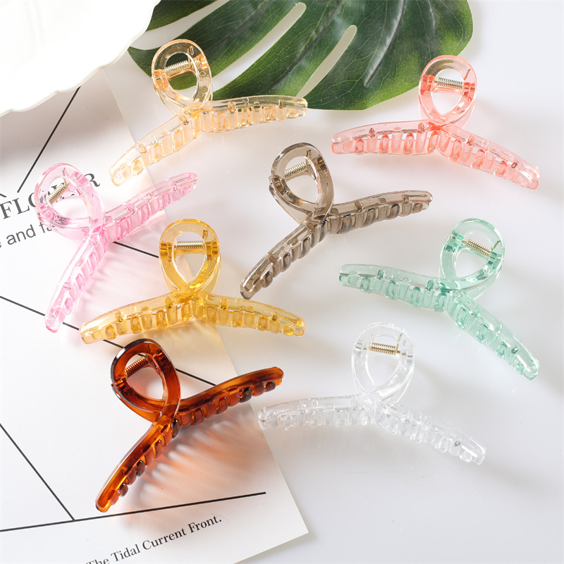 11CM large hairpin at the back of the head, transparent hairpin, colorful and elegant, cross-shaped hairpin headwear details Picture