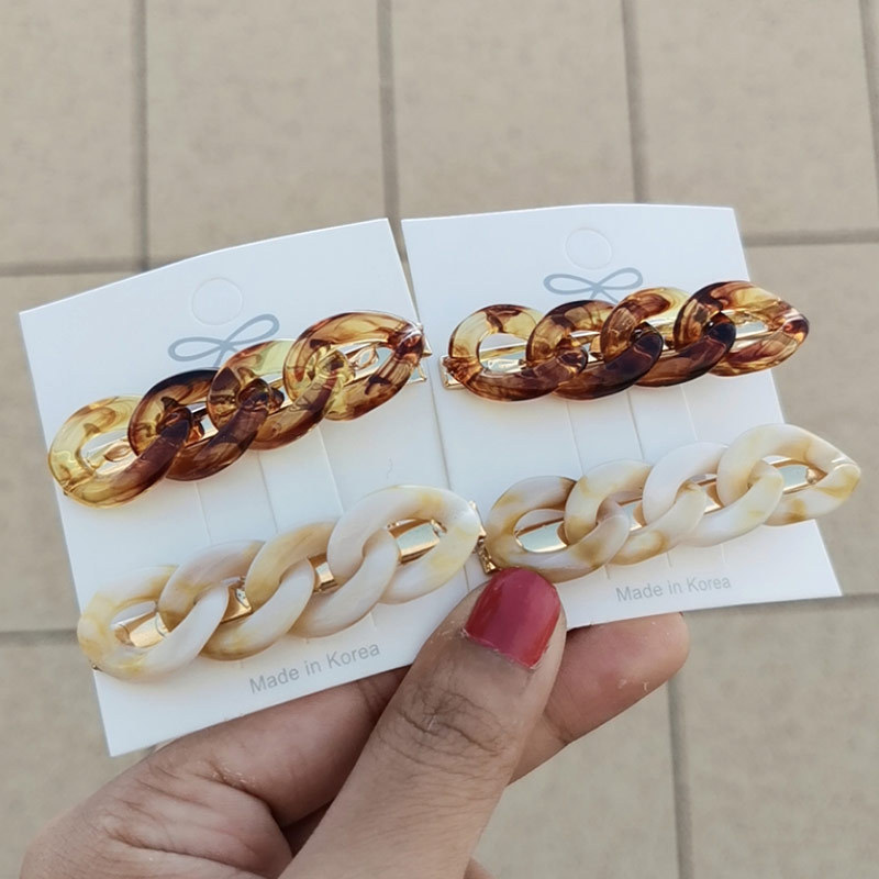 Korean Internet celebrity hairpins: Simple and retro chain, pearl imitation, elegant hairpin, side clip, adult headwear for women details Picture