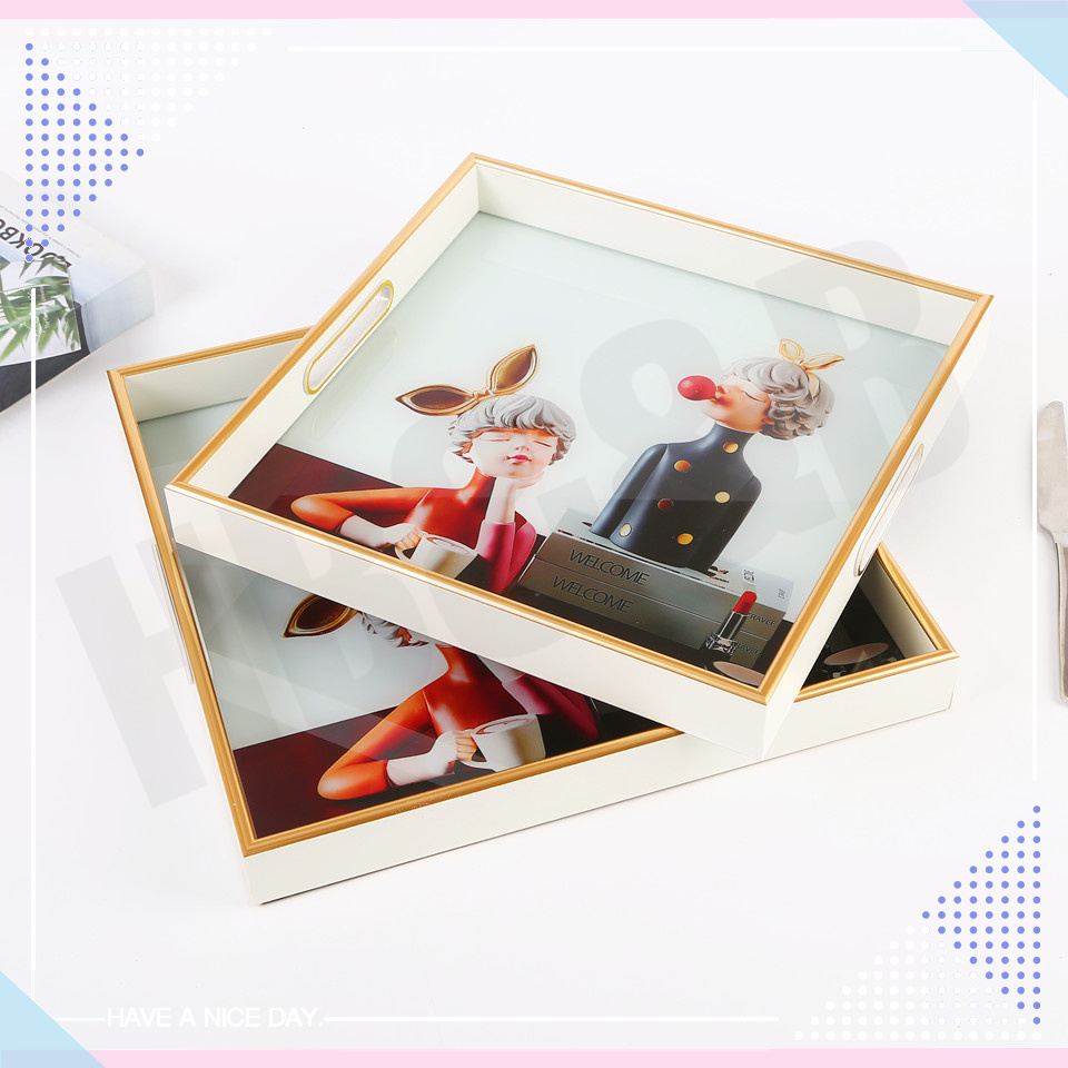 中东跨境热卖托盘 食物茶盘塑料工艺盘新款装饰吸塑PET托盘 其他分类