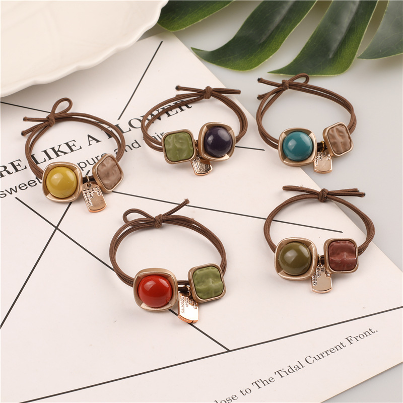 Wholesale supply of high-elasticity, simple and fashionable Korean-style hair accessories, square hair ties, hair tie rubber bands, and hair ties