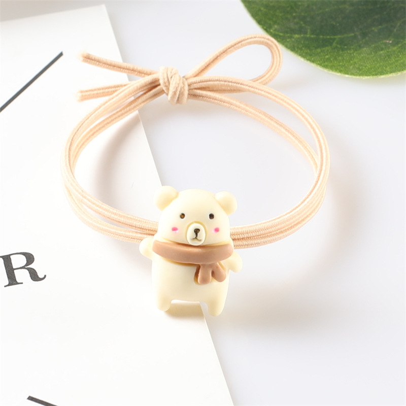 Milk tea-colored scarves, bear hair bands, high-elasticity hair ties, rubber bands, hair accessories, two-yuan store hair ties, wholesale hair ties Application Scenario