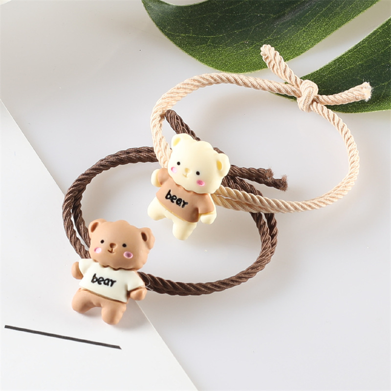 Wholesale of Korean Instagram-themed cartoon bear hair bands, hair ties, milk tea-colored hair ties and hair accessories Application Scenario