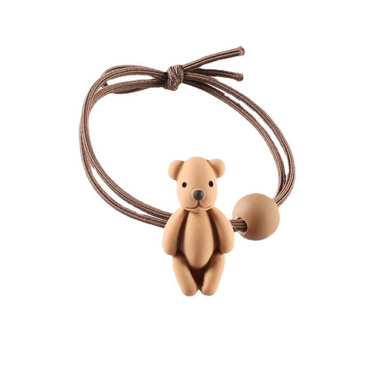 Wholesale of Korean milk tea-colored bear hair bands, cartoon animal hair ties, hair ties, rubber bands, hair accessories, and children's headwear Item Picture