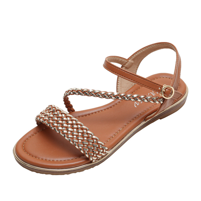 Women's Summer New Comfortable Fashion Sandals Woven Line Strap Roman Sandals Sandal2022 Specification drawing