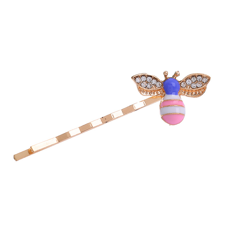 Wholesale of Korean-style hair accessories: Cute little bee hair clips, straight clips, alloy diamond-encrusted bangs clips, colorful edge clips for women Item Picture