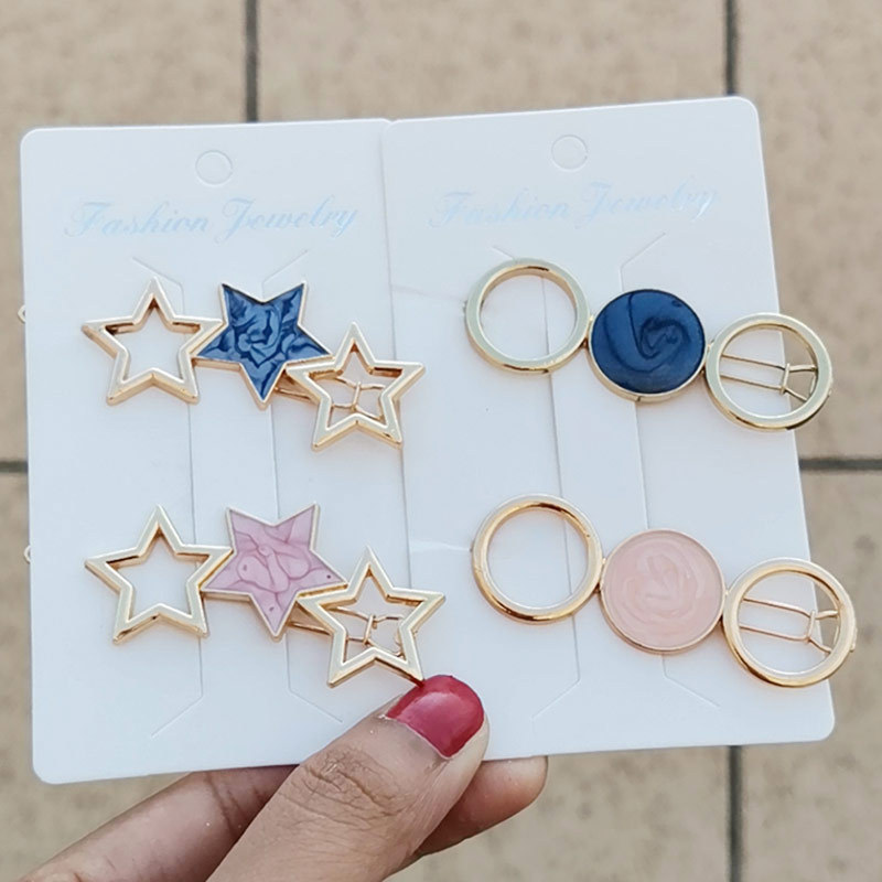 Korean internet-famous style hair clips, Japanese style hair clips, simple frog clips, five-pointed star side clips, oil-dripping hair clips, one-line clips