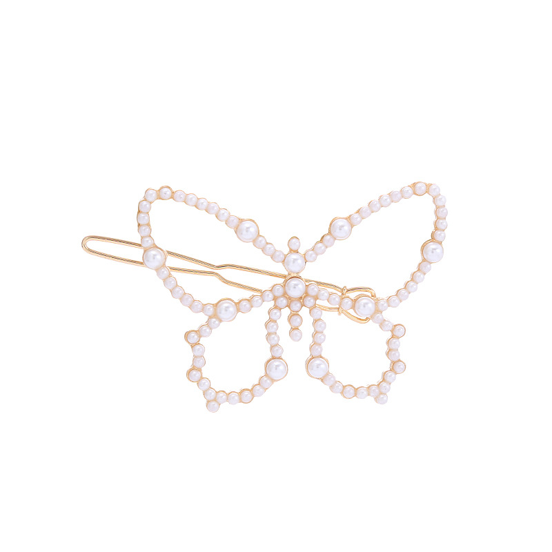 Korean pearl hairpins, women's side hair clips, broken clips, bangs, forehead frog buttons, girl's hair, butterfly, super fairy-like hairpins Item Picture