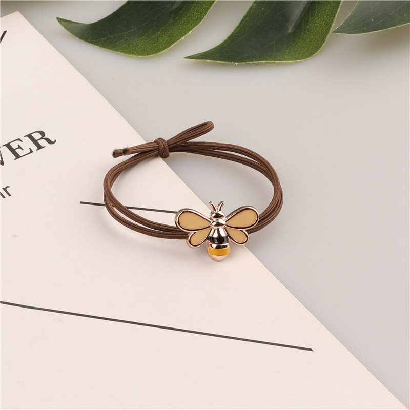 Wholesale supply of Korean style Instagram popular hair bands, bee + flower hair ties, high-elasticity hair ties, rubber bands and hair accessories Specification image