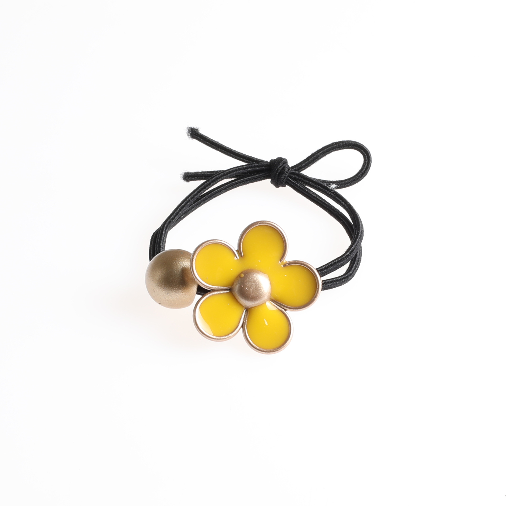 High-elasticity hair tie, golden bead large flower hair band, popular hair tie, hair tie, rubber band, two-yuan store supply Item Picture