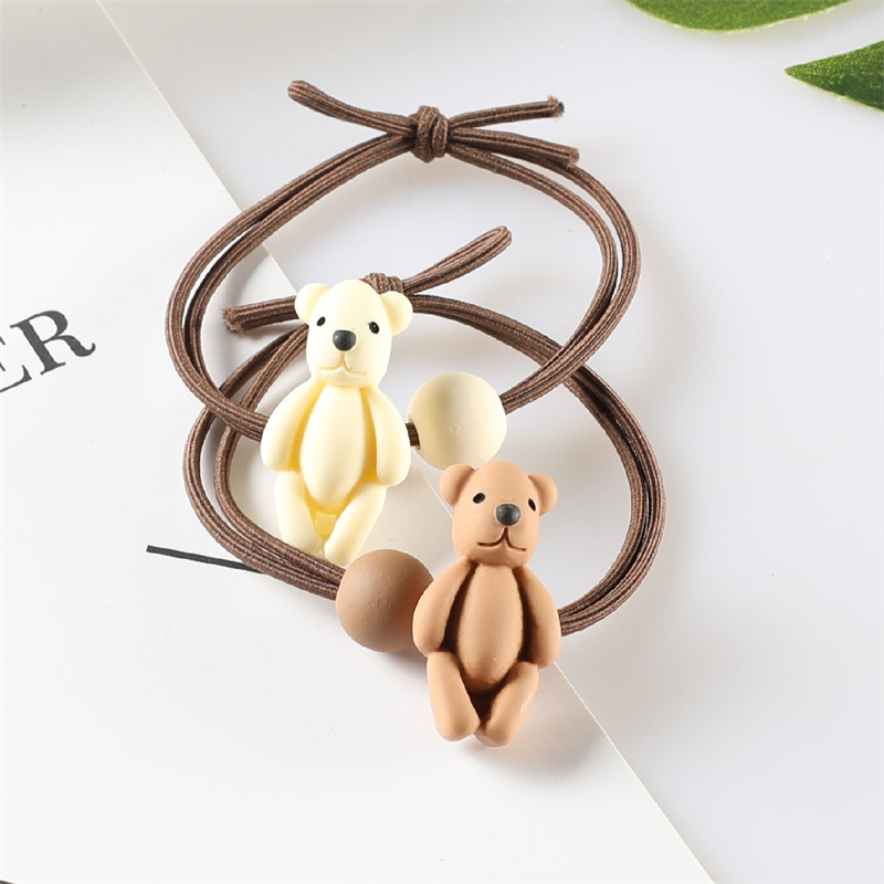 Wholesale of Korean milk tea-colored bear hair bands, cartoon animal hair ties, hair ties, rubber bands, hair accessories, and children's headwear Application Scenario