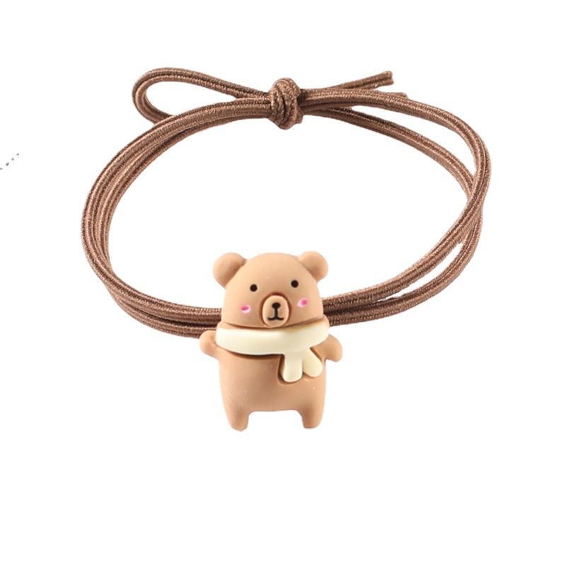 Milk tea-colored scarves, bear hair bands, high-elasticity hair ties, rubber bands, hair accessories, two-yuan store hair ties, wholesale hair ties Item Picture
