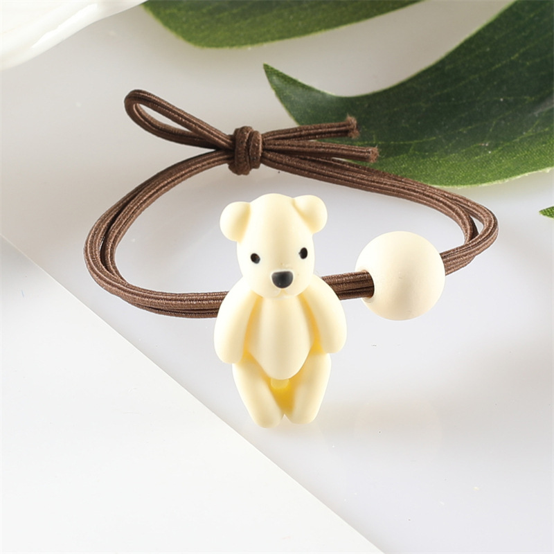 Wholesale of Korean milk tea-colored bear hair bands, cartoon animal hair ties, hair ties, rubber bands, hair accessories, and children's headwear Specification drawing
