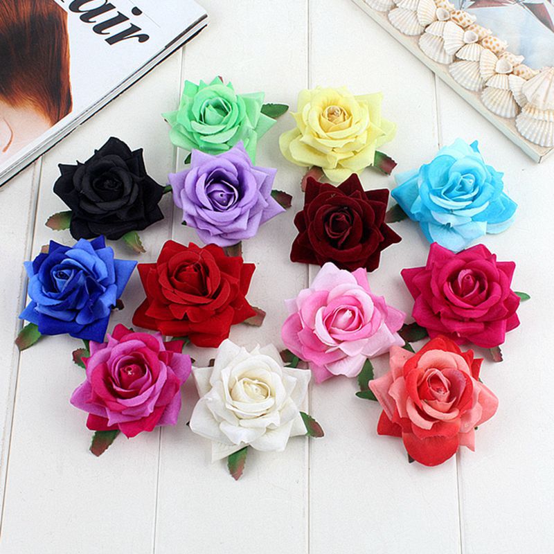 European and American flock curl rose corsage hair pin dance performance accessories seaside holiday bridal hair accessories
