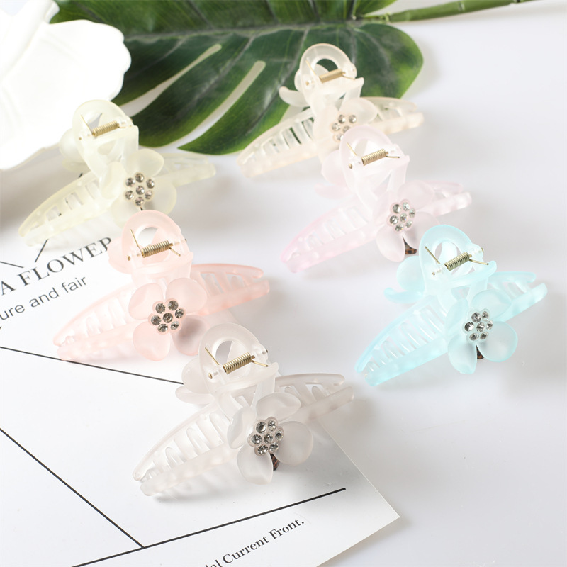 11cm new European and American fashion hair accessory headwear, flower grabber, frosted transparent jelly color, sweet and girlish Specification image