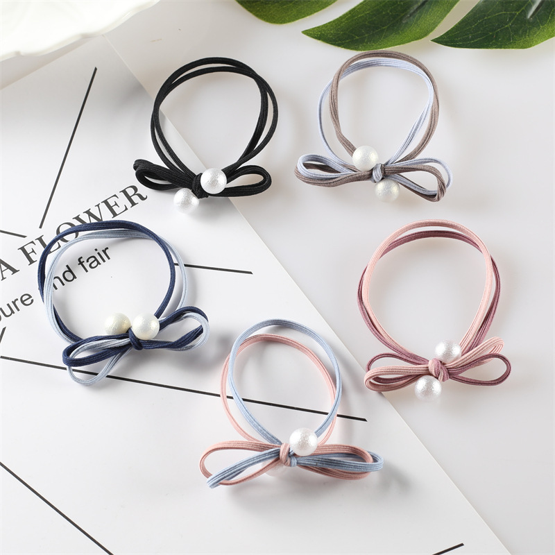 Simple and popular Instagram hair tie, bow double ball hair band, hair tie rubber band, Korean style fresh and clean hair tie 2-yuan store
