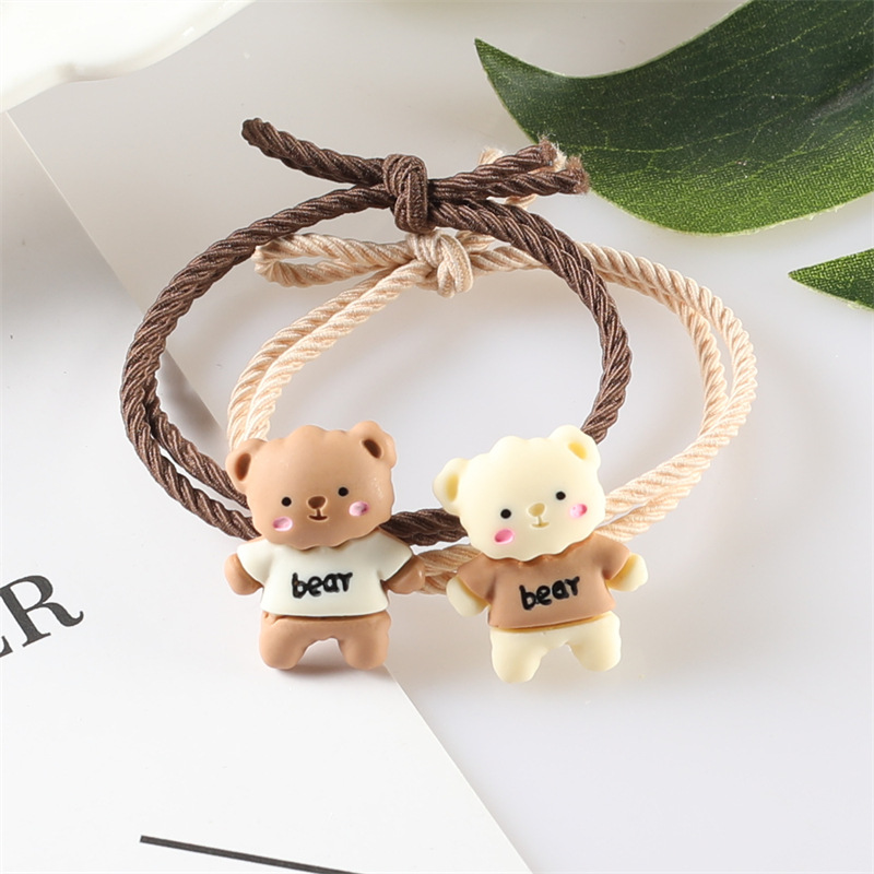 Wholesale of Korean Instagram-themed cartoon bear hair bands, hair ties, milk tea-colored hair ties and hair accessories