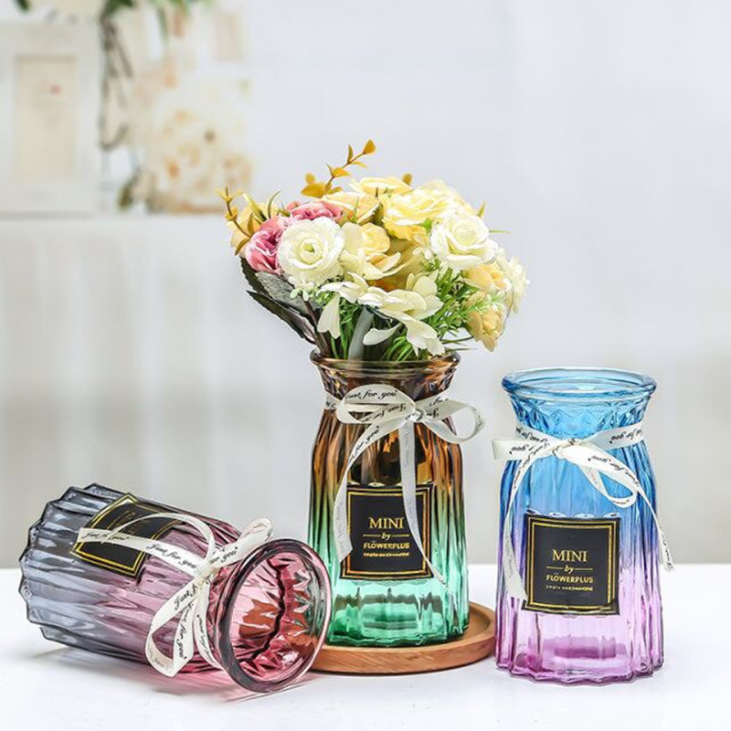 欧式玻璃花瓶透明客厅鲜花插花瓶创意折纸水培植物玻璃瓶装饰