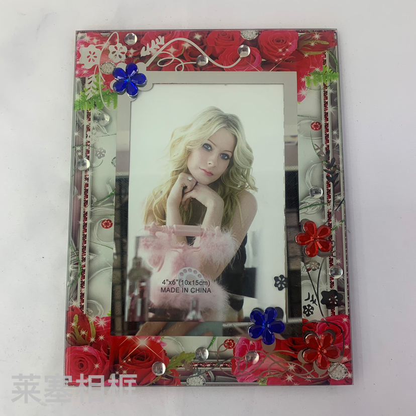 Creative design style floral ornaments with diamonds, home decoration, living room and bedroom handicrafts, photos, glass photo frames Specification image