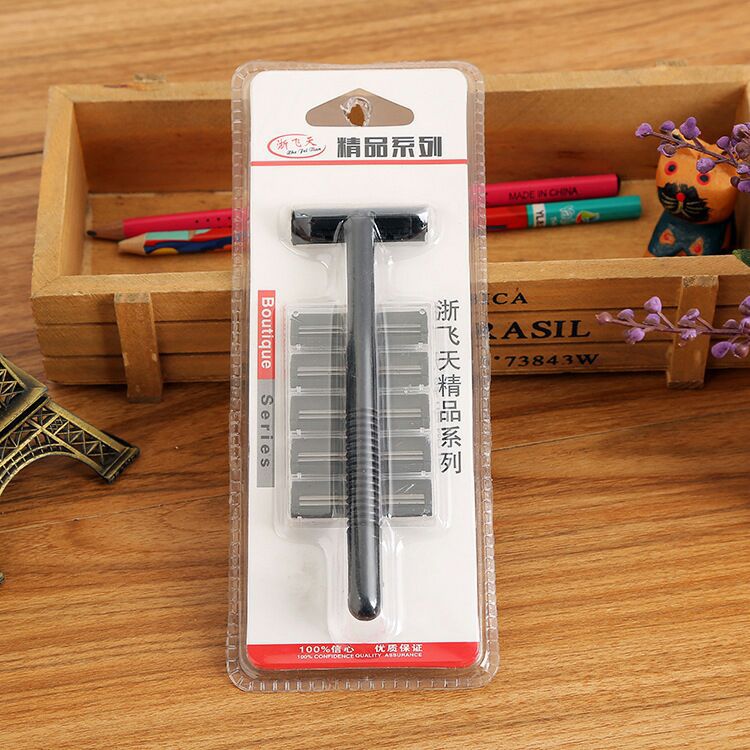 5+1 Disposable manual razor, hair shaver, head changer and blade holder set for hotels and guesthouses for foreign trade purchase