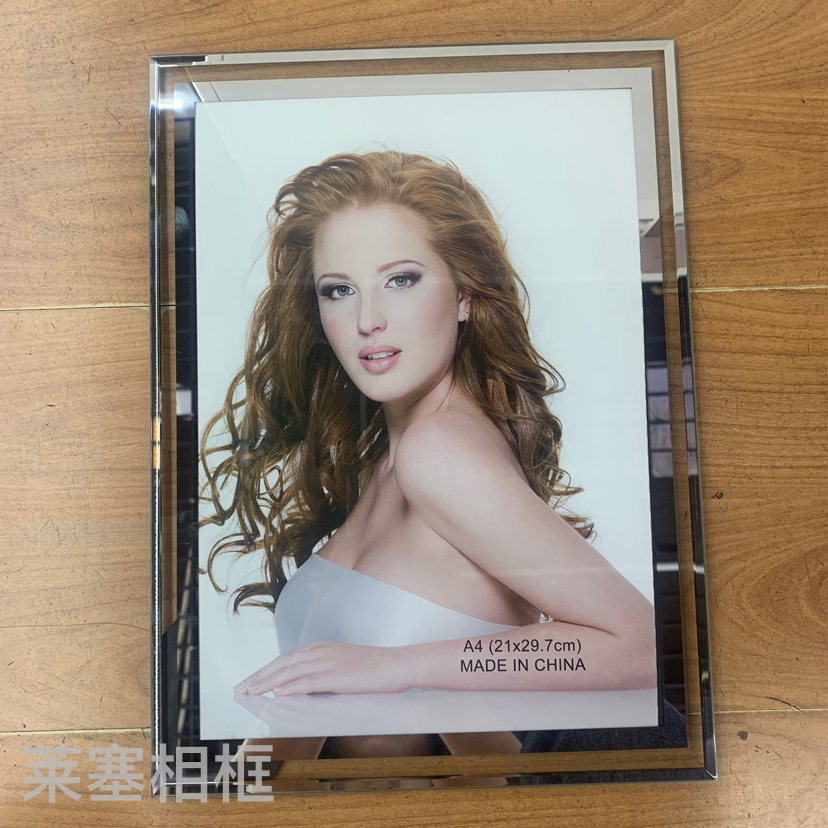 Double-silver-edge A4 decorative item, creative home decoration, living room and bedroom handicrafts, photo, glass photo frame