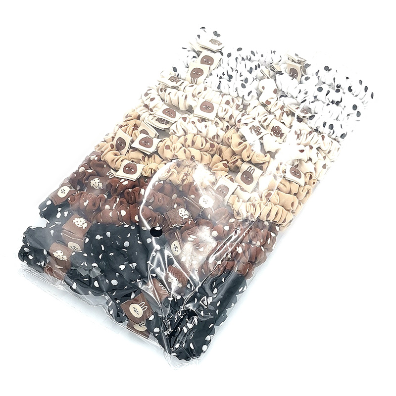 A2525 cloth label large intestine ring, rubber band, hair band, hair accessory, headwear, hair rope, 2-yuan store accessories in Yiwu details Picture