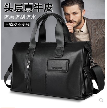 New men's bag Leather man's handbag cowhide computer bag 14 "business large capacity briefcase for a generation